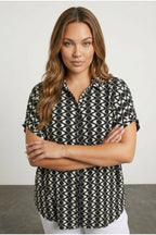 Plus Size Short Sleeve Patterned Shirt