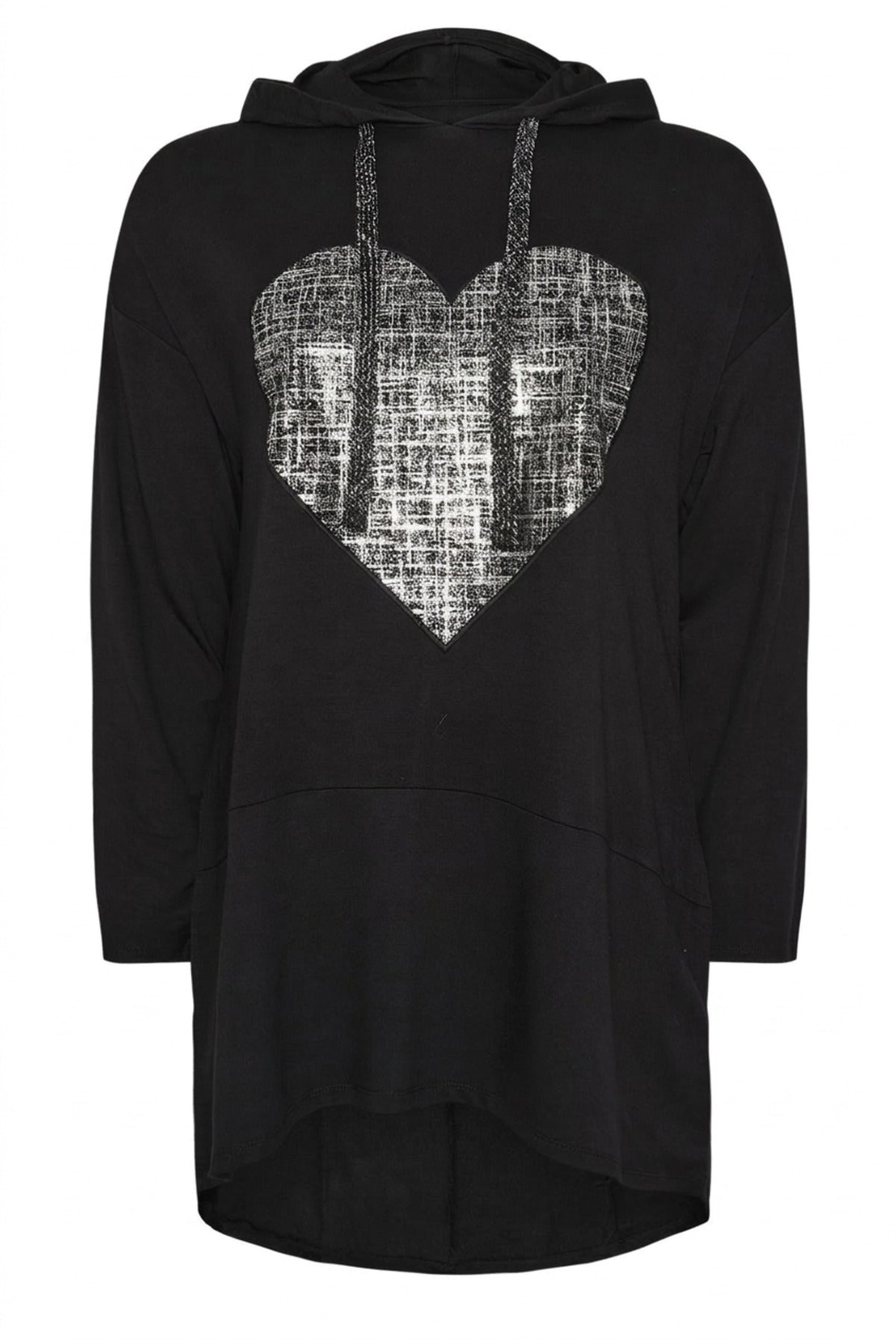 Plus Size V-Neck Long Sleeve Hooded Tunic Sweatshirt