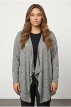 Plus Size Open Front Long Sleeve Asymmetrical Cut Thin Cardigan