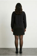 Plus Size Black Zippered Mini Dress