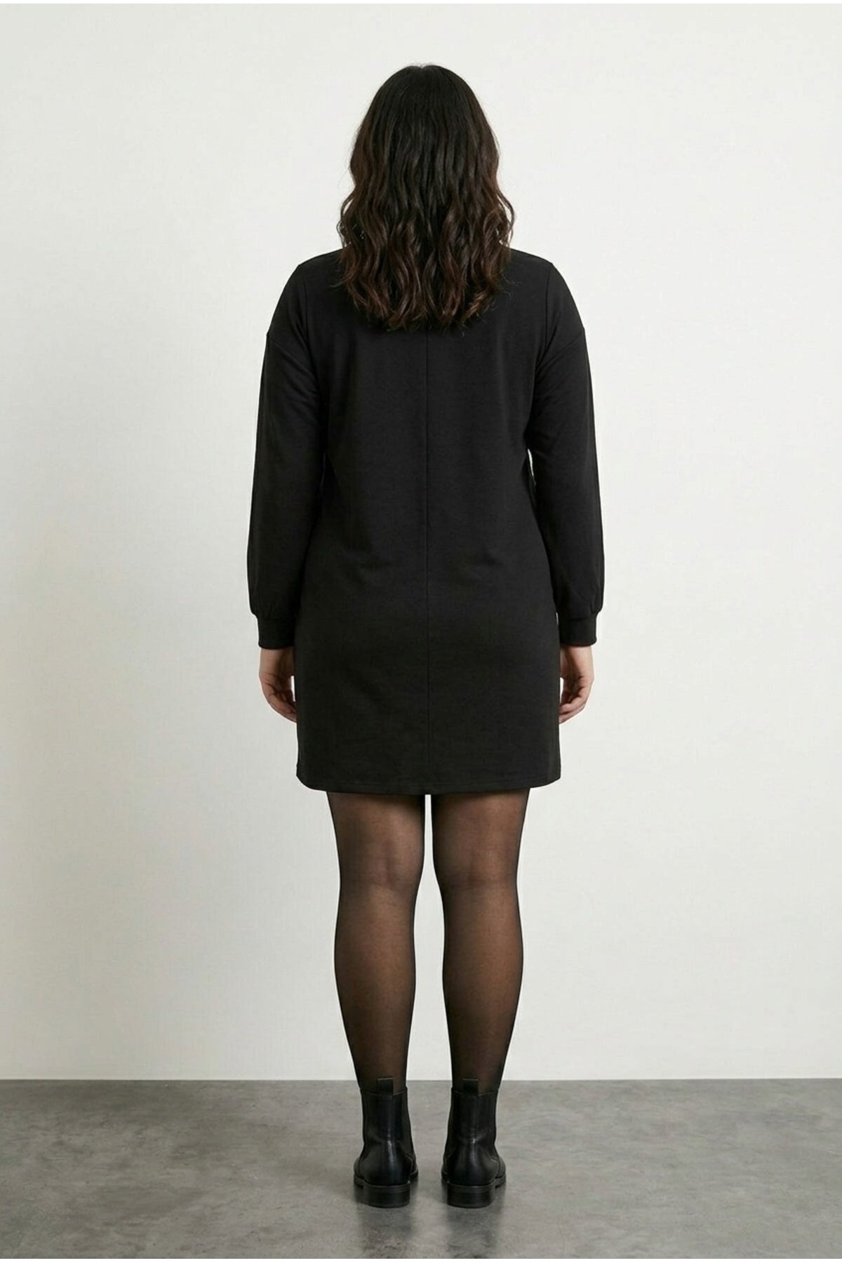 Plus Size Black Zippered Mini Dress