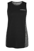 Plus Size Pocket Detailed Leopard Print Back Sleeveless Crew Neck Blouse