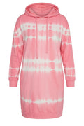 Plus Size Batik Patterned Longline Pocketed Hooded Sweatshirt
