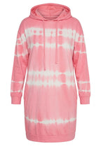 Plus Size Batik Patterned Longline Pocketed Hooded Sweatshirt