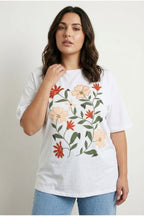 Plus Size Short Sleeve Crew Neck Floral Patterned T-shirt