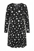Plus Size V-Neck Long Sleeve Polka Dot Patterned Dress