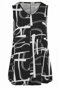 Plus Size V-Neck Sleeveless Draped Patterned Stretchy Blouse