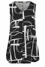 Plus Size V-Neck Sleeveless Draped Patterned Stretchy Blouse