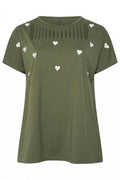Plus Size Crew Neck Short Sleeve T-shirt with Slash Detail and Stretchy Fabric