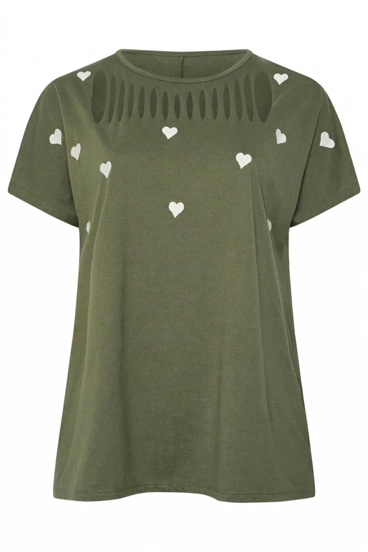 Plus Size Crew Neck Short Sleeve T-shirt with Slash Detail and Stretchy Fabric