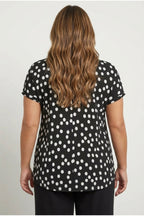 Plus Size V-Neck Short Sleeve Polka Dot Patterned Blouse
