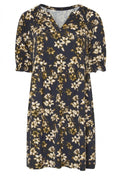 Plus Size V-Neck Short Sleeve Floral Print Mini Dress