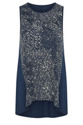 Plus Size Crew Neck Short Sleeve High-Low Patterned Blouse
