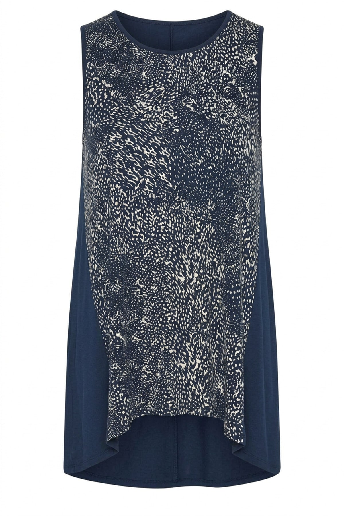 Plus Size Crew Neck Short Sleeve High-Low Patterned Blouse