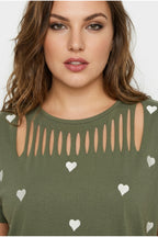 Plus Size Crew Neck Short Sleeve T-shirt with Slash Detail and Stretchy Fabric