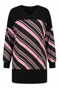 Plus Size V-Neck Long Sleeve Elasticated Cuff Slit Blouse