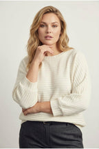 Plus Size Long Sleeve Elastic Waist Crew Neck Ribbed Sweater