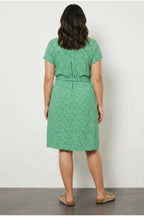Plus Size Floral Print Midi Length Belted Buttoned Dress