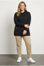 Plus Size Hooded Pocketed Sweatshirt with Zipper Detail