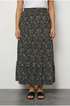 Plus Size Longline Pocketless Elastic Waist Patterned Skirt