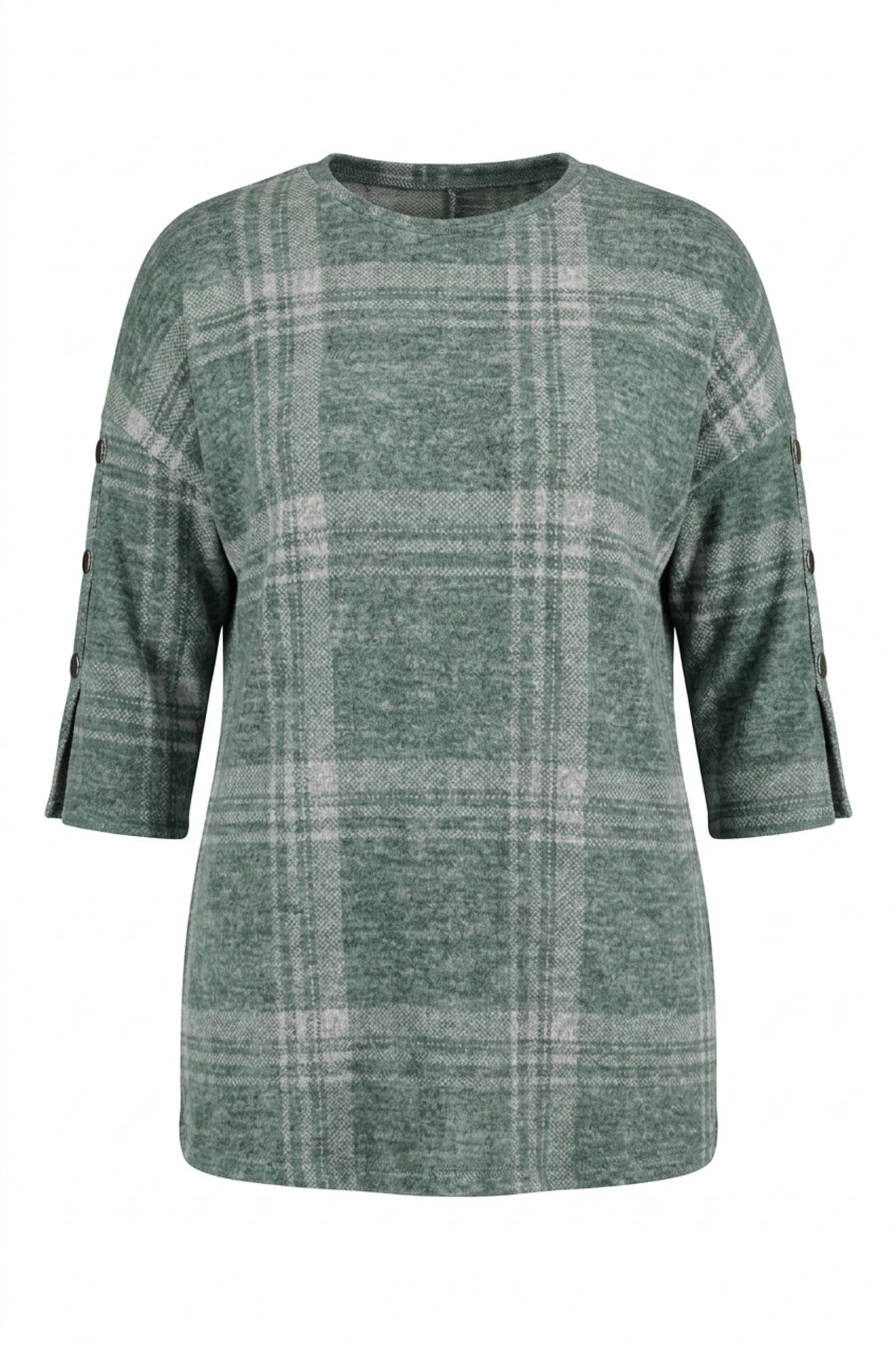 Plus Size Half Sleeve Button Detailed Soft Textured Sweater