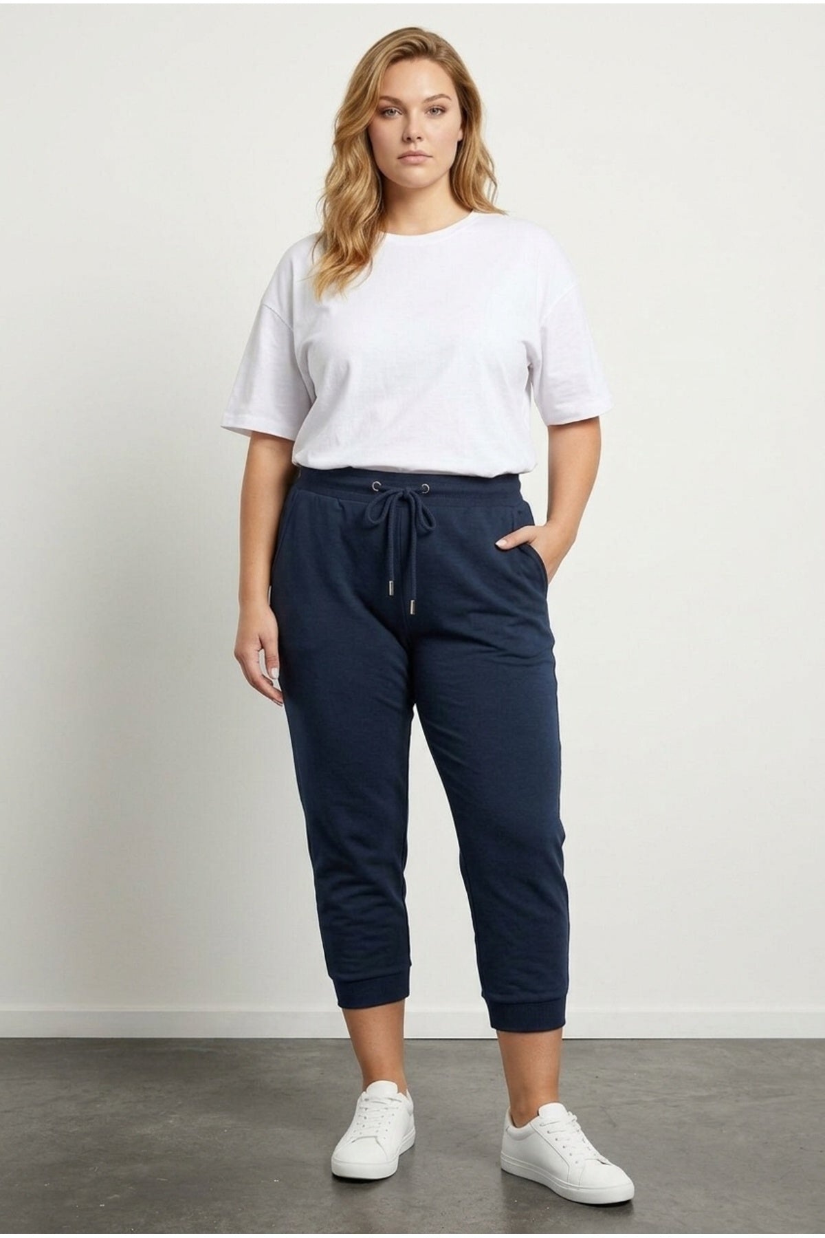 Plus Size Elasticated Waist and Cuffs Tapered Leg Jogger Pants
