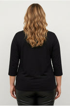 Plus Size Crew Neck Tulle Detailed Slim Sleeve Blouse