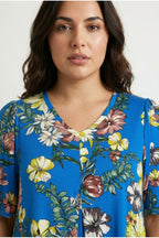 Plus Size Short Sleeve V-Neck Printed T-shirt