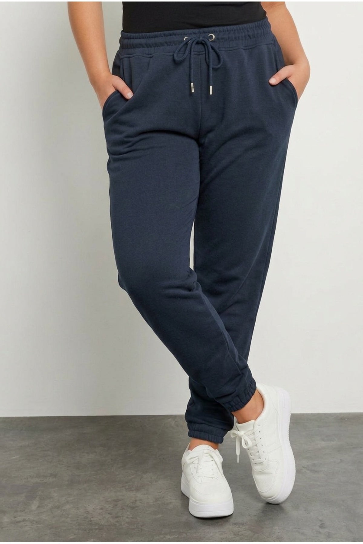 Plus Size Jogger Sweatpants with Elastic Waist and Cuffs, Tapered Leg, and Pockets