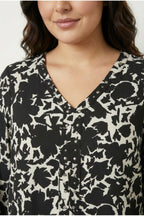 Plus Size Black Abstract Patterned Embellished Blouse