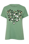Plus Size Crew Neck Short Sleeve Shiny Printed Stretchy Fabric T-shirt