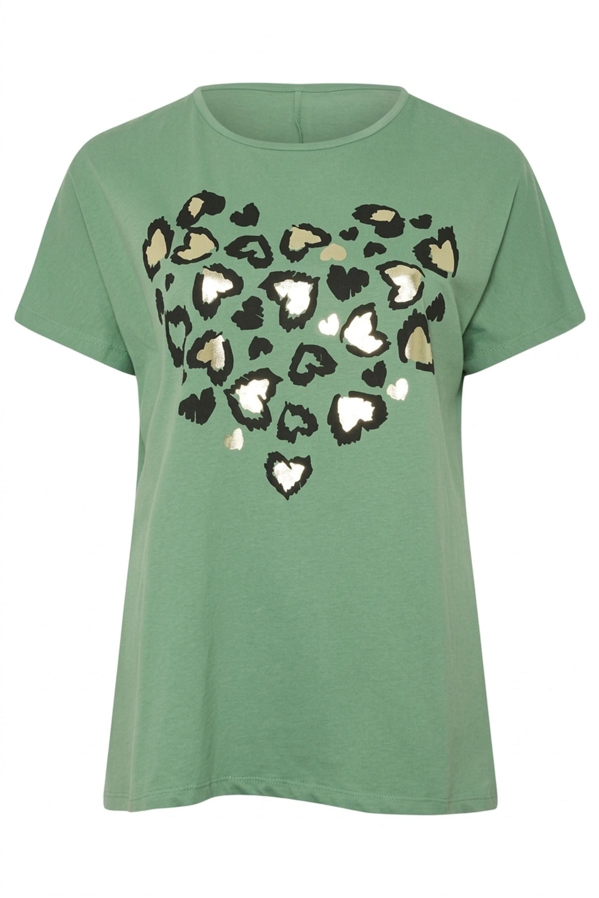 Plus Size Crew Neck Short Sleeve Shiny Printed Stretchy Fabric T-shirt
