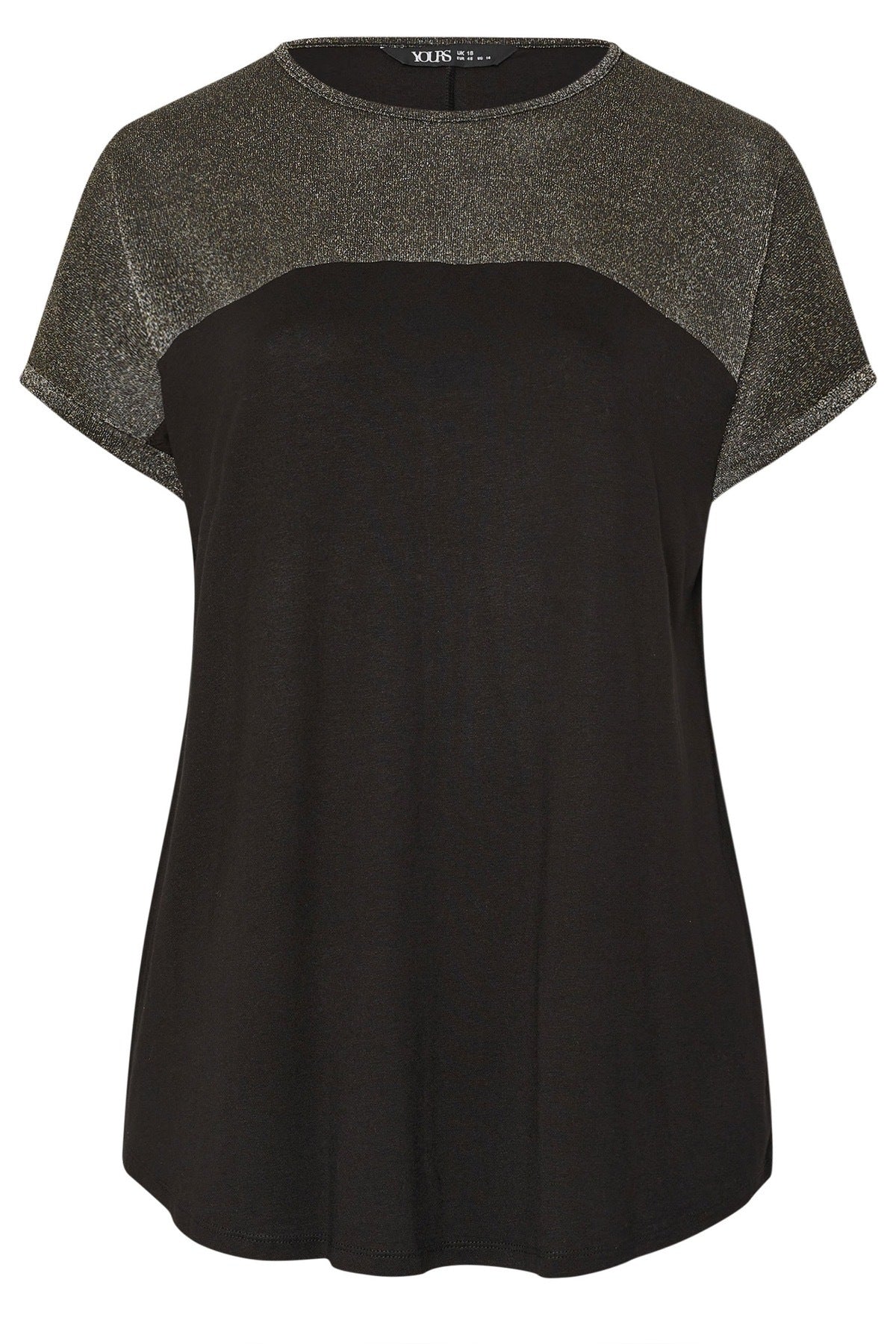 Plus Size Crew Neck Short Sleeve Shiny Printed T-shirt
