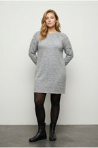 Plus Size Crew Neck Long Sleeve Beaded Plush Tunic