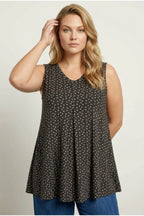 Plus Size V-Neck Sleeveless Star Patterned Blouse