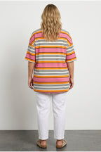 Plus Size Striped T-shirt with Slit Detail