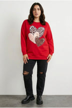 Plus Size Crew Neck Long Sleeve Printed Stretchy Fabric Sweatshirt