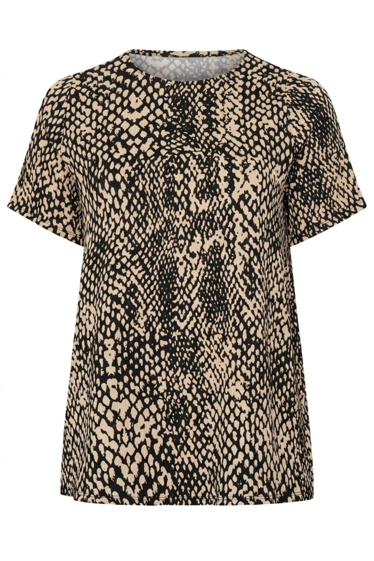 Plus Size Crew Neck Short Sleeve Leopard Print Stretchy Fabric T-shirt