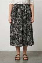 Plus Size Elastic Waist Pleated Patterned Stretchy Fabric Skirt
