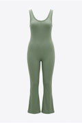 Plus Size Sleeveless Flare Leg Pull-on Stretchy Jumpsuit