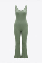 Plus Size Sleeveless Flare Leg Pull-on Stretchy Jumpsuit