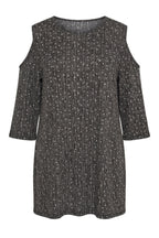 Plus Size Open Shoulder Detailed Polka Dot Half Sleeve Blouse