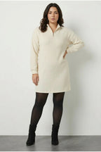 Plus Size Cream Zippered Dress