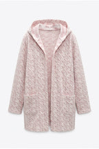 Plus Size Long Sleeve Hooded Pocketed Open Front Lightweight Cardigan