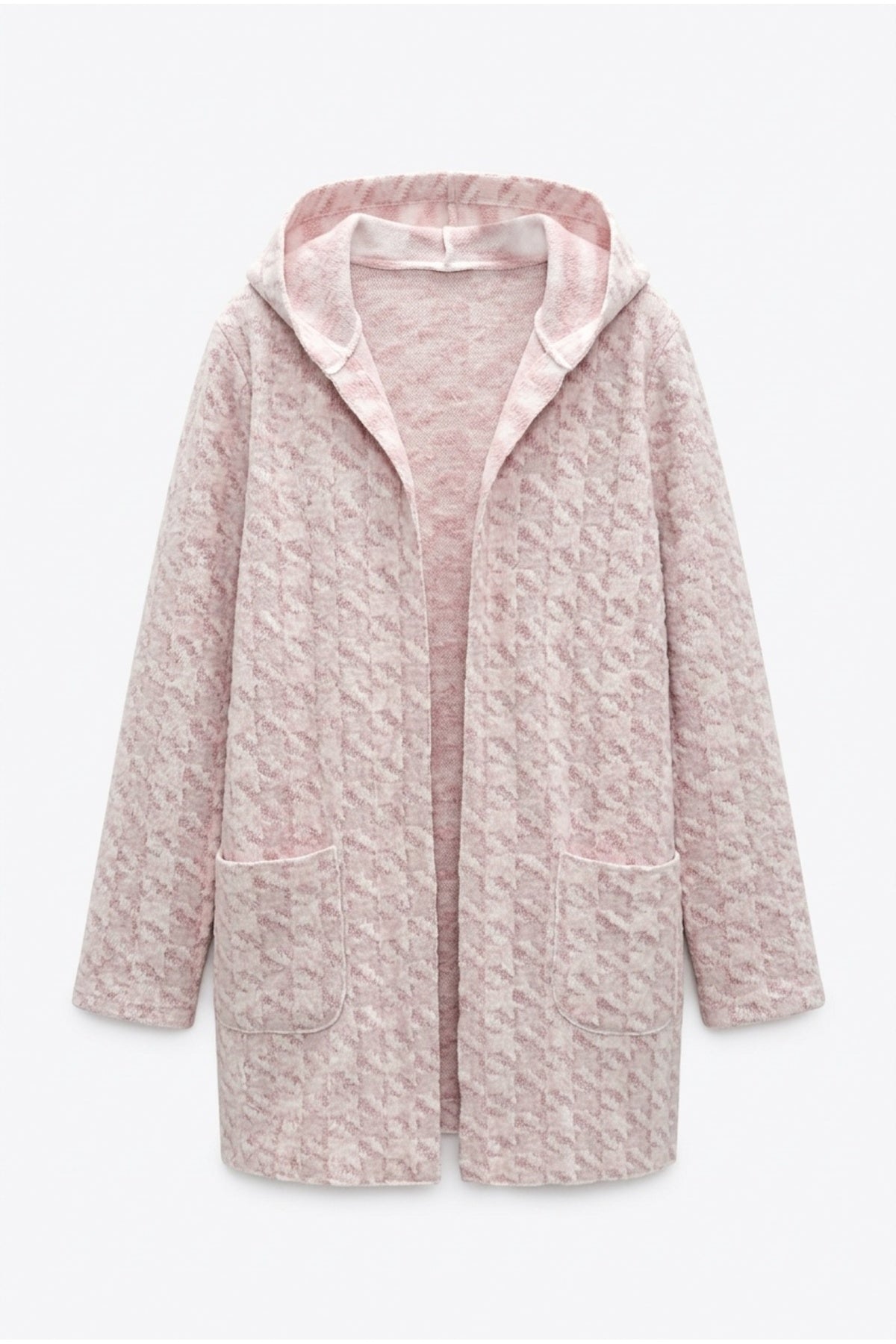 Plus Size Long Sleeve Hooded Pocketed Open Front Lightweight Cardigan
