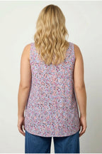 Plus Size V-Neck Sleeveless Floral Patterned Unlined Lace Blouse