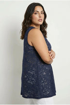 Plus Size V-Neck Sleeveless Unlined Lace T-shirt