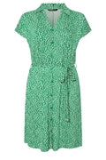 Plus Size Floral Print Midi Length Belted Buttoned Dress