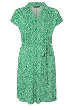 Plus Size Floral Print Midi Length Belted Buttoned Dress