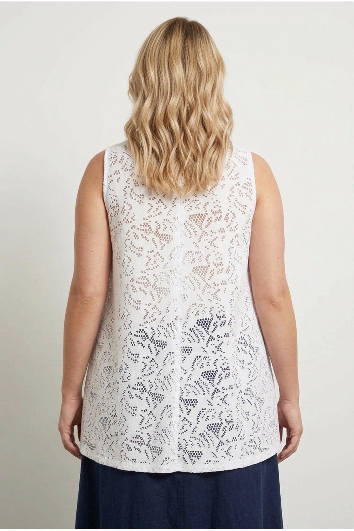 Plus Size V-Neck Sleeveless Unlined Lace Blouse